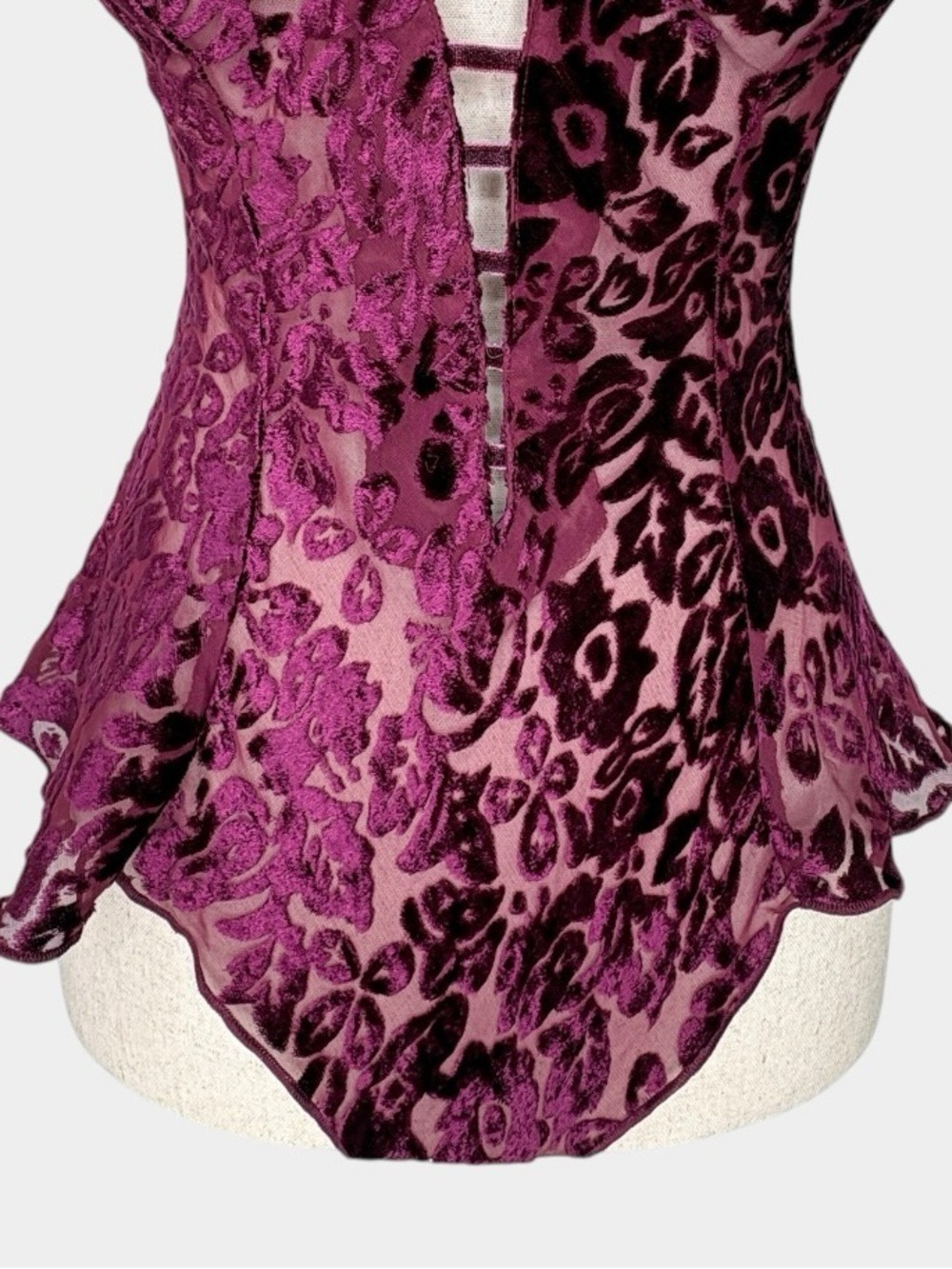 Vtg Victoria Secret Gold Label Burnout Velvet Caged Plunge Bodysuit Whimsigoth P - Picture 5 of 13